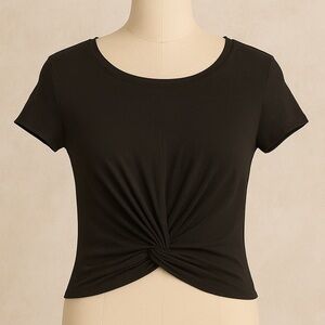 Chic Black Twist-Front Tee